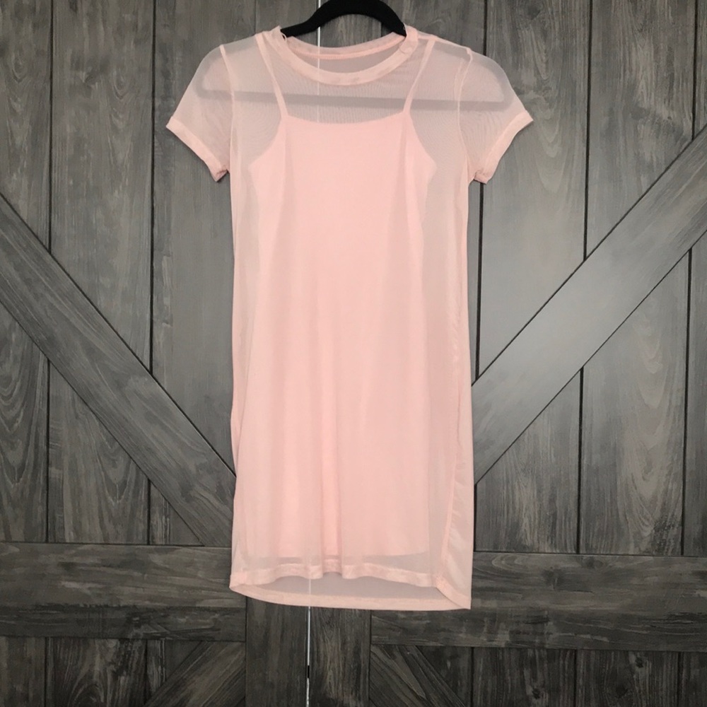 Full Tilt Pink 2pc Mesh Dress - Size Medium  EUC
